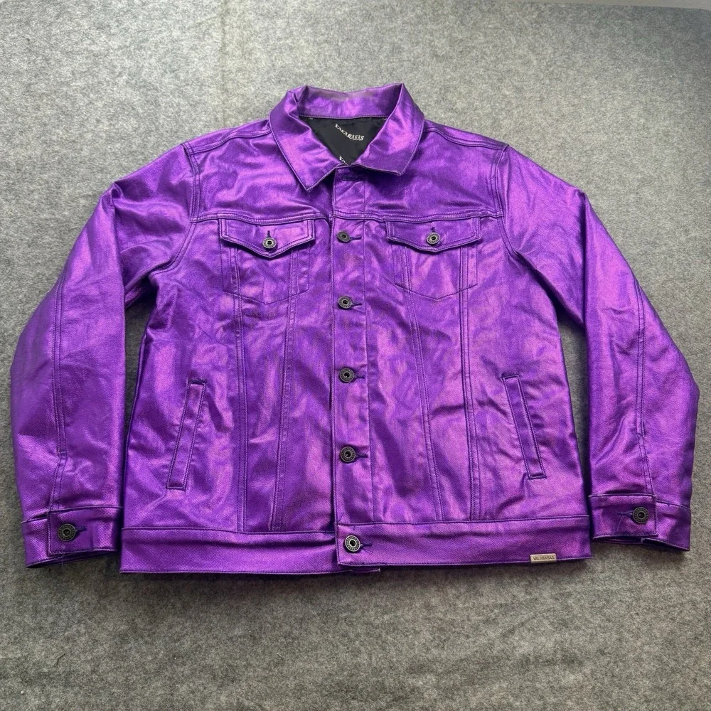 Valabasas Da Vinci Waxed Denim Metallic Jacket Medium Purple Streetwear Urban